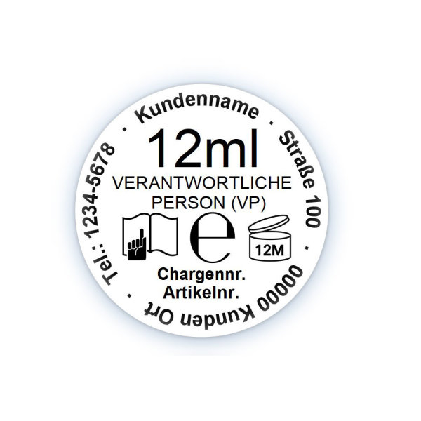 Distributor label Ø 20mm round under the bottle